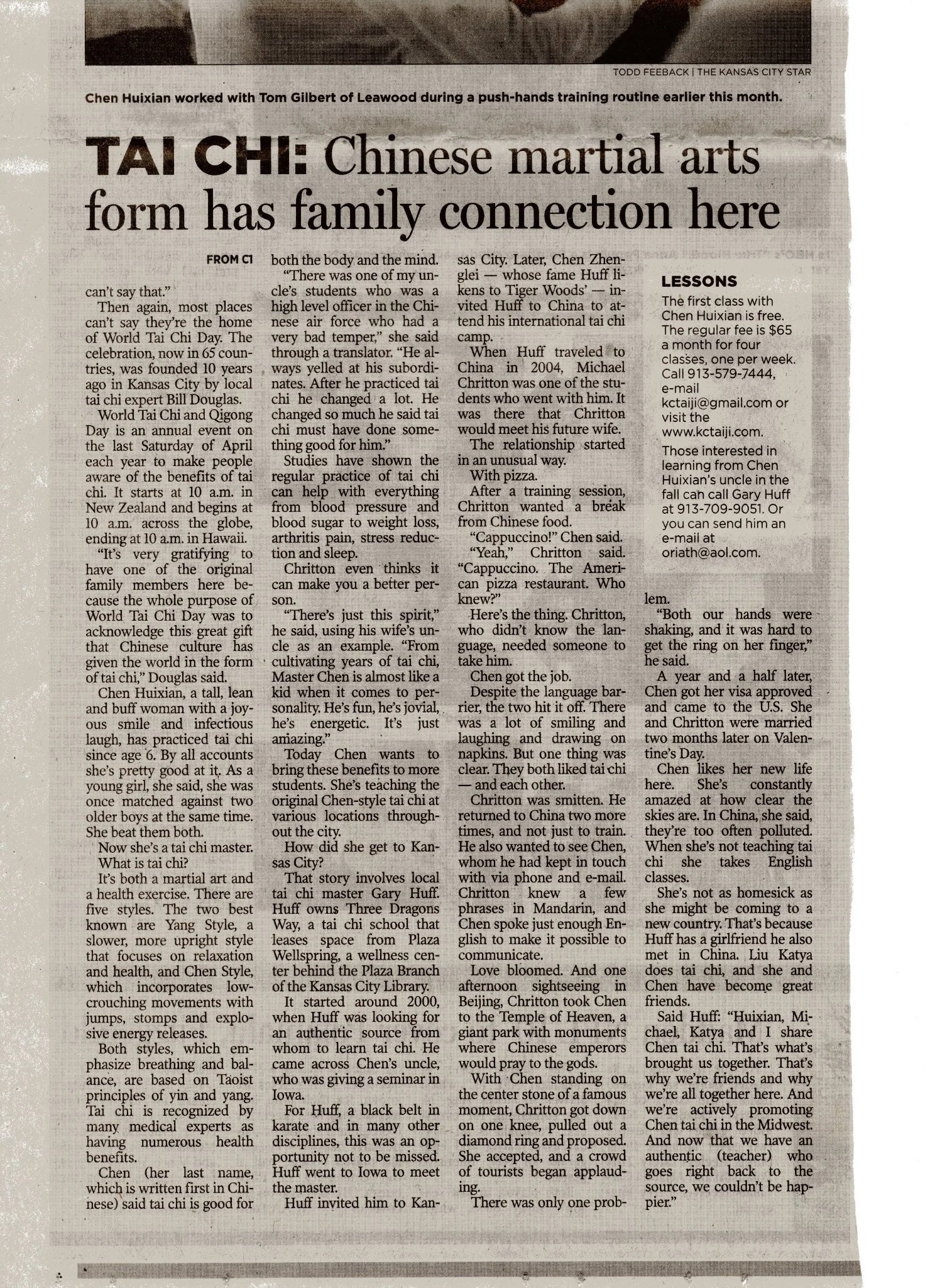 Continuation of the April 25, 2009 Kansas City Star article about Chen Huixian