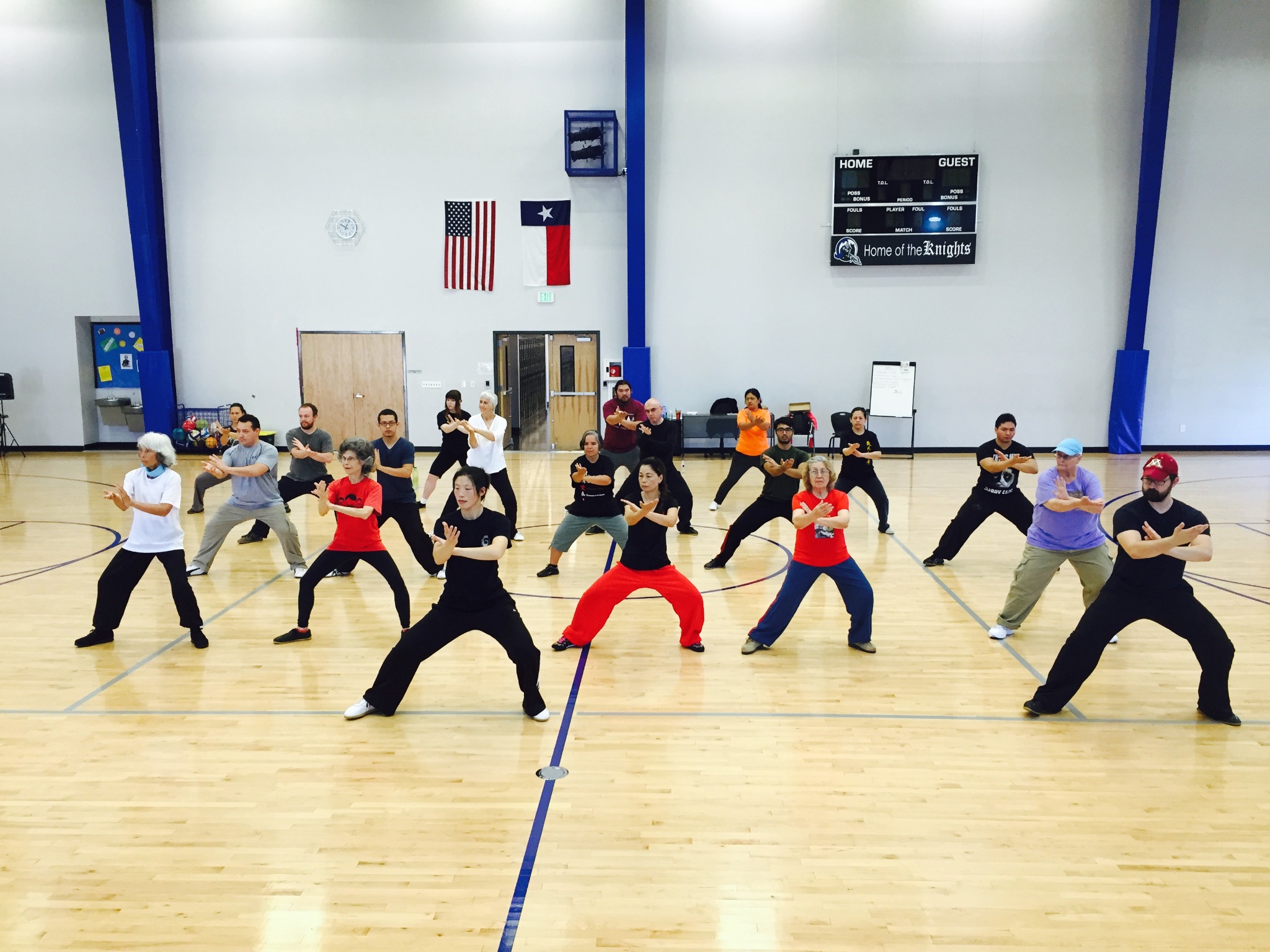 Master Chen Huixian leading a San Antonio workshop class in Chen Taijiquan